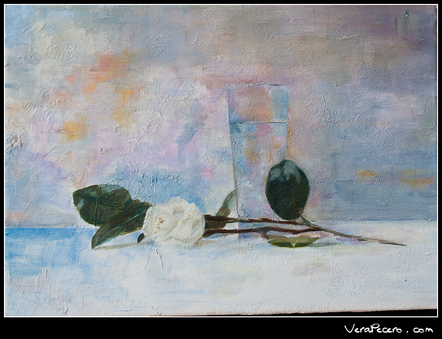 Rosa y vaso